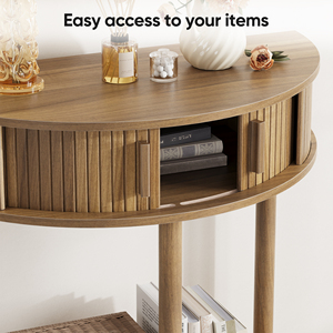 Half Moon Console <b>Table</b> 31.5 Inch Wood Storage Entryway Sofa <b>Table</b> Modern Farmhouse Decorative <b>Table</b> For Living Room - Product Image 6