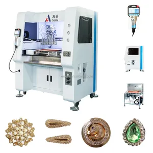 New Automatic Double station CCD vision multifunctional automatic Bracelet brooch hairpin rhinestone inlaying machine