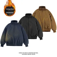 Blouson Aviateur Rétro Américain en Polyester pour Homme – Coupe Élégante, Sensation Haut de Gamme, Fermeture Éclair Courte, Hiver Épais, Style Urbain