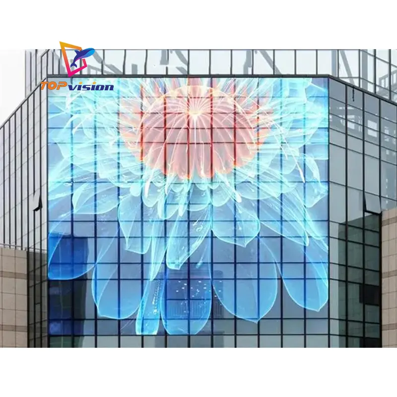 Pantalla LED transparente de alto brillo TOPvision, ventana de vidrio transparente, pantalla de Panel Flexible de pared de video transparente LED