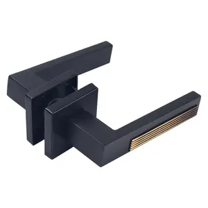 Zinc Alloy Black <strong>Internal</strong> <strong>Door</strong> <strong>Handle</strong> <strong>Lock</strong> Set Square Knurled Mortise <strong>Door</strong> Lever Bedroom Bathroom Privacy <strong>Locks</strong> <strong>Handle</strong> <strong>With</strong> Keys - Product Image 1