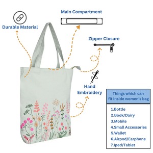 Bolsa de Mano con Diseño Floral Estético de Campos de Lavanda Verde, Fabricada en India, Bolsa de Lona para Mujer, Moda y Regalos en Venta - Product Image 3