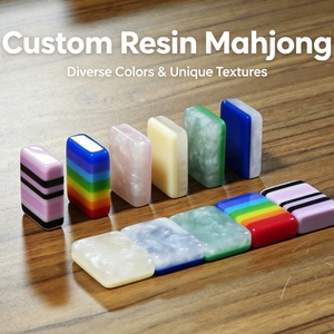 Juego de Mahjong Personalizado en Blanco Perla con Revestimiento Dorado, Fichas Americanas de Resina, Diseño Tropical de Palmeras, para Clubes de Juego, Hoteles y Resorts - Product Image 2