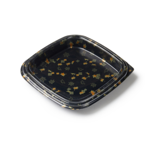 Boîte alimentaire carrée en plastique jetable avec logo OEM, plateau à sushi à emporter avec couvercle transparent - Product Image 1