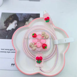 Anh <span class=keywords><strong>3</strong></span> Pin Khối Bìa Cáp Winder Hồng Hoa Silicone sạc bảo vệ trường hợp đối với iPhone anh plug18w 20W sạc tay áo - Product Image 6