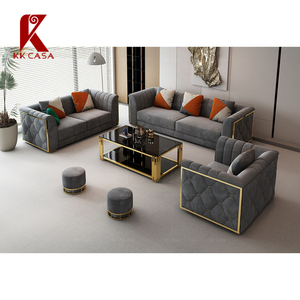 Mới Đến Thép Không Gỉ Titan Cạnh 1 + 2 + 3 Sofa Thiết Kế Thiết Kế Sang Trọng Mostern Đồ Nội Thất Phòng Khách Thiết Lập - Product Image 5