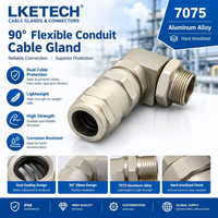 LKETECH Presse-étoupe flexible en aluminium 7075, étanche IP68, taille M25 pour câble de 10-14 mm, résistant à la corrosion