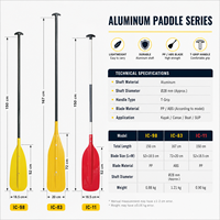 Pagaie en aluminium avec lame en PP, poignée en T, légère, pour kayak, canoë, rafting, bateau gonflable, SUP, sports nautiques