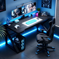 Conjunto de Silla y Escritorio para Juegos con Altura Ajustable, Escritorio de Computadora de Madera con Diseño Ergonómico para Oficina en Casa, Sala de Estudio, Muebles para Gamers