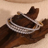 Pulseras de Acero Inoxidable con Baño de Oro de 18K y Circonitas, Cadena Elástica de Tenis, Estilo Hip Hop, Certificación CE