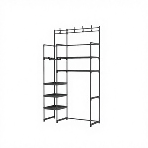 Overhead Toilet Storage <b>Shelf</b> Floor-to-ceiling Perforation-free <b>Plastic</b> Multifunction Organize Rack - Product Image 2