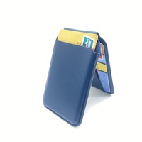 Portefeuille en cuir végétalien anti-RFID avec support magnétique à charnière amortie et porte-cartes, compatible avec les supports magnétiques pour cartes
