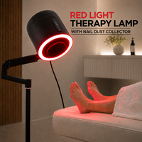 Aspirateur à poussière pour ongles à super aspiration, forte puissance, lampe de thérapie à lumière rouge 660 nm, 2 en 1, aspirateur pour manucure et pédicure