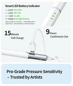 WKZP023A ปากกาสไตลัสโลหะชาร์จเร็ว USB-C สำหรับไอแพดโปร/แอร์/มินิพร้อมตัวยึดแม่เหล็ก ปุ่มลบ/ยางลบแบบเปลี่ยนได้ - Product Image 2