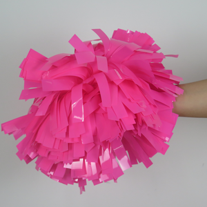 Pompones de alegría para niños, modal holográfico rosa fuerte personalizado, respetuoso con el medio ambiente, accesorios de baile brillantes, espectáculos de espíritu de porristas para niñas - Product Image 1