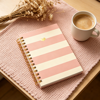 Carnet de notes en spirale à rayures roses personnalisé en gros pour l'école et le bureau