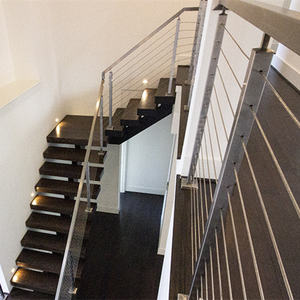 DAIYA legno di merbau scala dritta con il nero corrimano supporti di ringhiera di vetro - Product Image 6