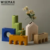 Скандинавская креативная простая Геометрическая ваза WISEMAX для сухих цветов, красочная керамическая ваза для гостиной, украшение для стола