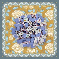 1-7_16_ Ensemble de Mahjong américain gravé à 4 couches, 160 tuiles bleu bleuet avec tapis Lotus de Minuit