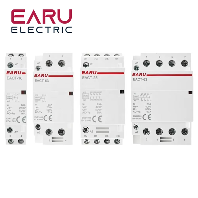2P 4P 16A 20A 25A 32A 50A 40A 63A AC 220V 50 60Hz Din Rail Household Modular AC Contactor Switch Controller DIY Smart Home Hotel