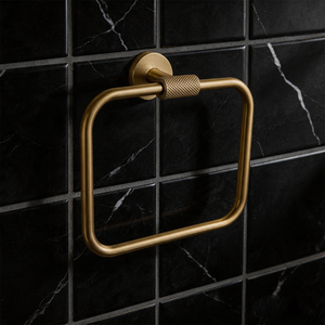 HONGDEC Anneau porte-serviettes carré en acier inoxydable doré brossé à fixer au mur - Product Image 2