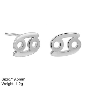 Bijoux fins en gros, nouveau symbole, 12 <span class=keywords><strong>mois</strong></span> de naissance, minuscules boucles d'oreilles astrologiques, boucles d'oreilles en argent, boucles d'oreilles zodiacales - Product Image 3