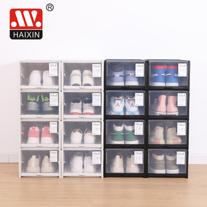 HAIXIN vendita calda 2 pezzi scatola di scarpe di stoccaggio di plastica impilabile scatola di scarpe contenitori scarpe Organizer - Product Image 5