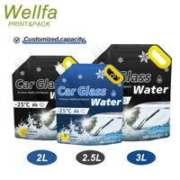 Sac d'emballage de liquide d'essuie-glace avec poignée 1L 3L 5L avec imprimé personnalisé pochette de bec de recharge d'eau en verre pour voiture