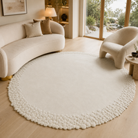 Tapis rond de luxe fait main en laine de Nouvelle-Zélande et soie de bambou, tapis moderne sur mesure fait main pour villa, hôtel, salon