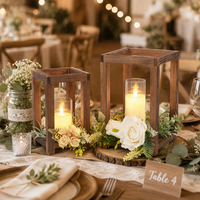 Porte-bougie en bois de style farmhouse, rustique, pour centre de table de mariage, décoration d'intérieur