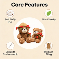 Créez vos propres ours en peluche super doux personnalisés, animaux en peluche, rembourrage en coton PP, fleurs, ours en peluche personnalisé, jouet en peluche
