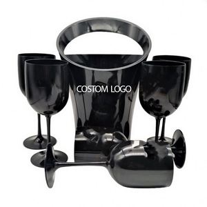 3.2L Oem Costom logo Black Clear White Single Handle Ps Acrylic Cooler Imperial Champagne Wine <b>Plastic</b> Ice Bucket for Party Bar - Product Image 3