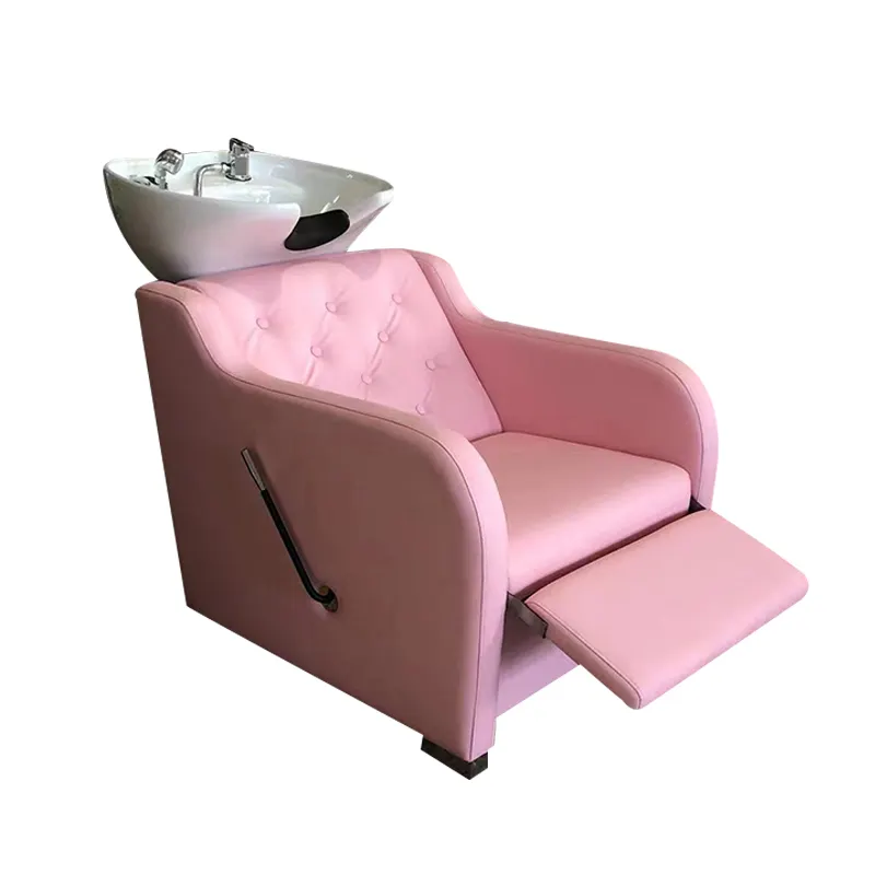 2023 New Arrival Very Beautiful Pink&White Shampoo Bowl Washing Salon Shampoo Chair 10 Years Warranty
