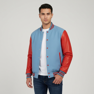 Best Selling Men's Casual Coat Comfortable Sheep Skin <b>Leather</b> Varsity Jacket Long Fit Thin Coated Winter Varsity Men's Jackets - Product Image 1
