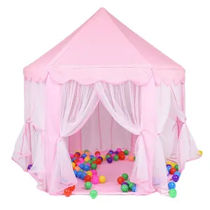 castlle तम्बू Suppliers-JT020 गुणवत्ता 230T पॉलिएस्टर कपड़े परी राजकुमारी महल घर बच्चों खेलने तम्बू