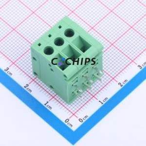 JL105R-50003G01 Screw Terminal Block Bent Lead Through Hole,P=5mm Connector 1x3P 5mm Green Right Angle Insert - Product Image 1