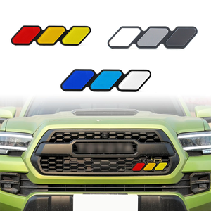 Emblème de calandre avant tricolore style course, autocollant ABS réutilisable universel compatible pour décoration extérieure - Product Image 4