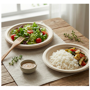 Plato Ecológico de Bagazo Biodegradable de Pulpa de Caña de Azúcar Desechable para Restaurantes, Comida para Llevar, Catering y Fiestas - Product Image 4