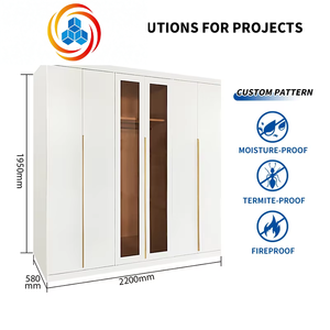 Armoire en acier à 6 portes battantes avec verre brun pour chambre à coucher, armoire en fer robuste - Product Image 2