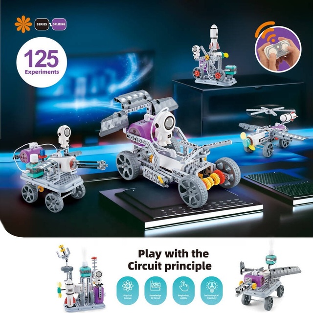 STEM DIY Electronic Circuits Building Blocks Kit 125 Physics Experiments Programming Projects Circuit Link Bricks Building Toy