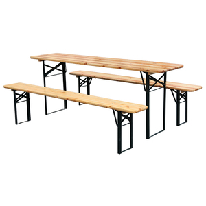 Set <span class=keywords><strong>da</strong></span> Birreria Portatile Pieghevole a 3 Pezzi con <span class=keywords><strong>Tavolo</strong></span> <span class=keywords><strong>e</strong></span> Panca in Legno per Patio, Attività all'Aperto <span class=keywords><strong>e</strong></span> <span class=keywords><strong>Giardino</strong></span> - Product Image 1