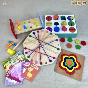 Set Regalo Educativo Montessori 5 in 1: Scatola di Classificazione delle Forme, Giocattolo in Legno con Corda, <span class=keywords><strong>Puzzle</strong></span> Geometrico per Bambini 2-3 Anni - Product Image 4