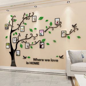 Autocollants muraux 3D en acrylique effet miroir pour cadre photo d'arbre, décoration murale pour canapé et fond TV, autocollants DIY pour cadre photo familial - Product Image 1