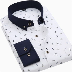 Nueva <span class=keywords><strong>Camisa</strong></span> Casual <span class=keywords><strong>a</strong></span> <span class=keywords><strong>Cuadros</strong></span> para Hombre, Estilo Coreano, Cuello Cuadrado, <span class=keywords><strong>Manga</strong></span> <span class=keywords><strong>Larga</strong></span>, Corte Entallado, Estampada, Combinable con Todo - Product Image 6