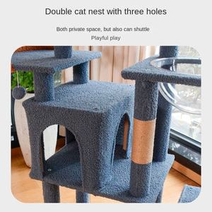 Hot Sales <b>Cat</b> Tree Enclosure with Food Station All-in-one Indoor <b>Cat</b> Furniture with Large Platform and Condo - Product Image 3