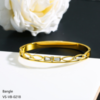 Nouveau bracelet Noran pour femme en acier inoxydable 304/316L plaqué rhodium, avec fermoir OT à boule en acier et motif vague diamantée dorée