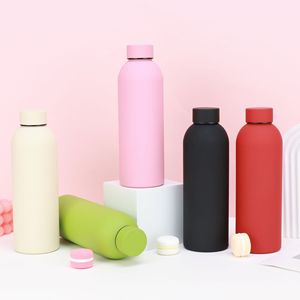 500ml borraccia sportiva doppia parete in acciaio inox isolato pallone sottovuoto con manico per la schiena a scuola di gomma vernice <span class=keywords><strong>tazza</strong></span> - Product Image 3