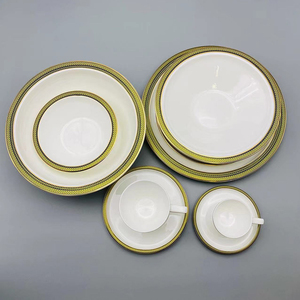 Platos de postre de 2 niveles de forma irregular de porcelana fina de cerámica de lujo moderno plato de buffet redondo plano de porcelana de hueso redondo creativo - Product Image 2