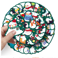 50 Autocollants Bonhomme de Neige en Papier Nacré, Mignons Dessins Animés Originaux de Noël, Imperméables, pour Carnets et Tasses Isothermes, Autocollants Transfrontaliers