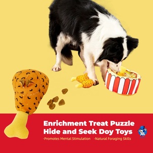 En stock: Juguetes de peluche con sonido para perros, en forma de patas de pollo frito y pizza, juguetes olfativos y de rompecabezas cognitivo con sonido para perros - Product Image 3